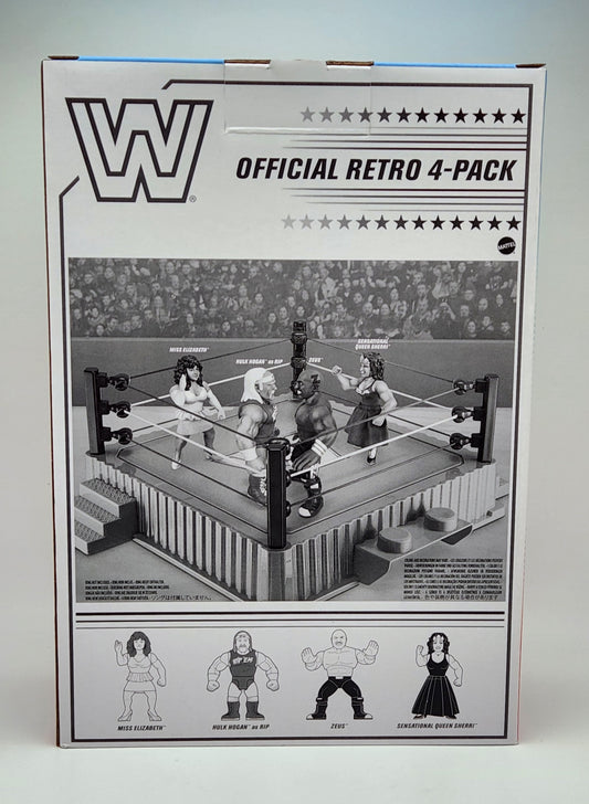 WWE Retro Superstars- Series 17- Miss Elizabeth- Hulk Hogan as "Rip", Zeus, Sensational Queen Sherri (4-pack)