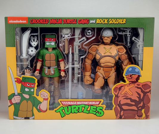 Teenage Mutant Ninja Turtles- Crooked Ninja Turtle Gang and Rock Soldier 2pk (Cartoon) NECA