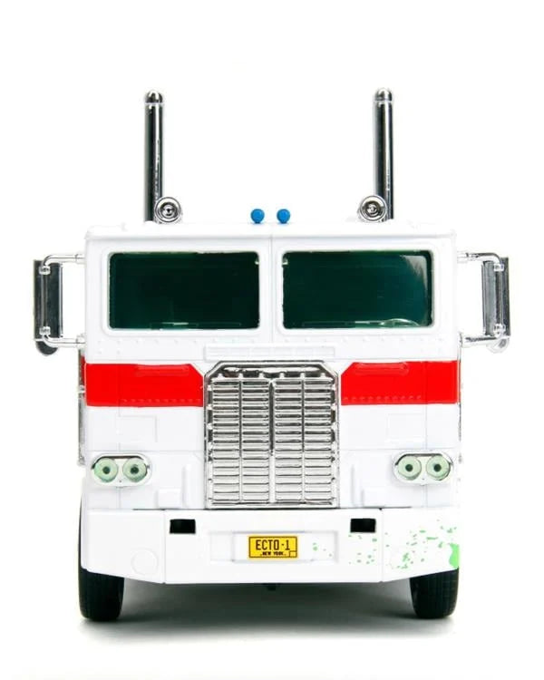 Ghostbusters x Transformers- Hollywood Rides- 40th Anniversary- G1 Optimus Prime (Ecto-1 Graphics) 1/24 Scale