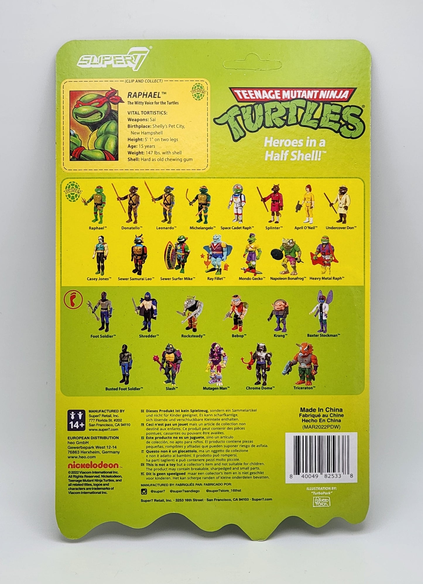 Super7 Reaction- Teenage Mutant Ninja Turtles- Raphael (Mutagen Ooze)