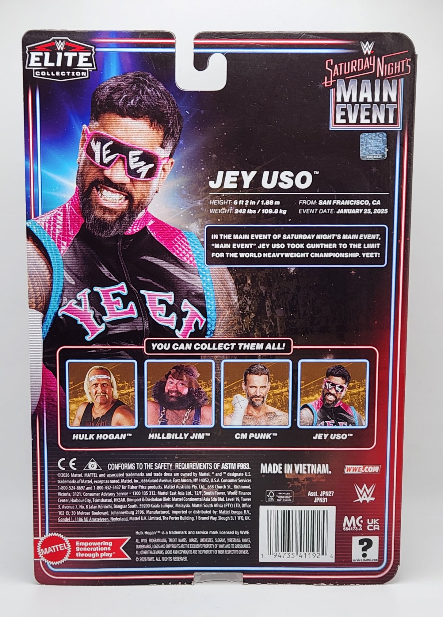 WWE Elite Collection Series- Saturday Night's Main Event Series 1- Jey Uso (YEET)