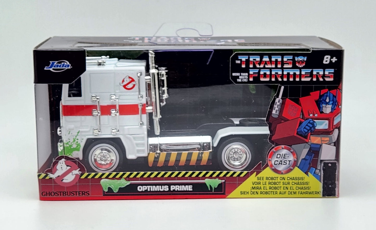 Ghostbusters x Transformers- Hollywood Rides- 40th Anniversary- G1 Optimus Prime (Ecto-1 Graphics) 1/32 Scale