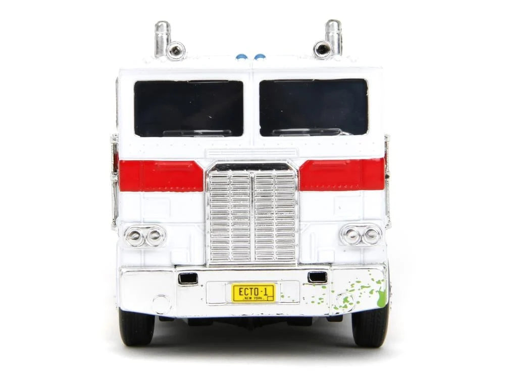 Ghostbusters x Transformers- Hollywood Rides- 40th Anniversary- G1 Optimus Prime (Ecto-1 Graphics) 1/32 Scale
