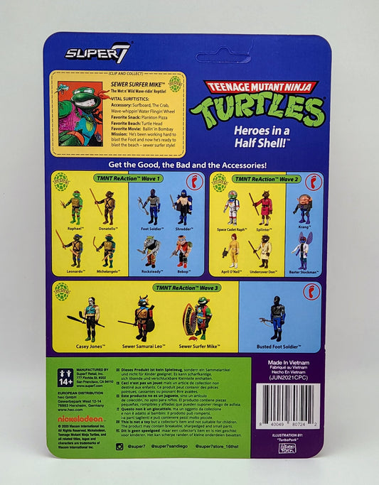 Super7 Reaction- Teenage Mutant Ninja Turtles- Sewer Surfer Michelangelo