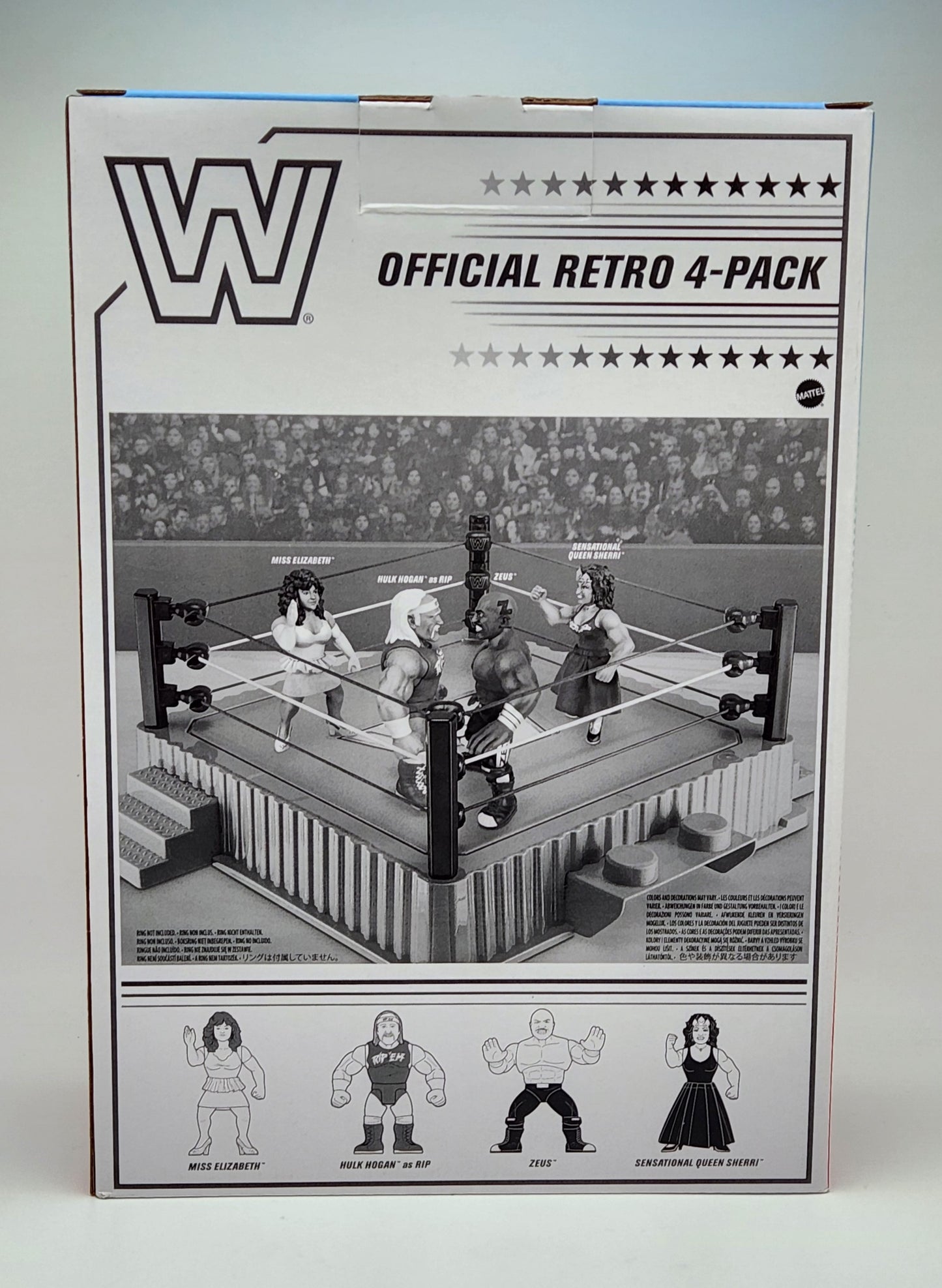 WWE Retro Superstars- Series 17- Miss Elizabeth- Hulk Hogan as "Rip", Zeus, Sensational Queen Sherri (4-pack)