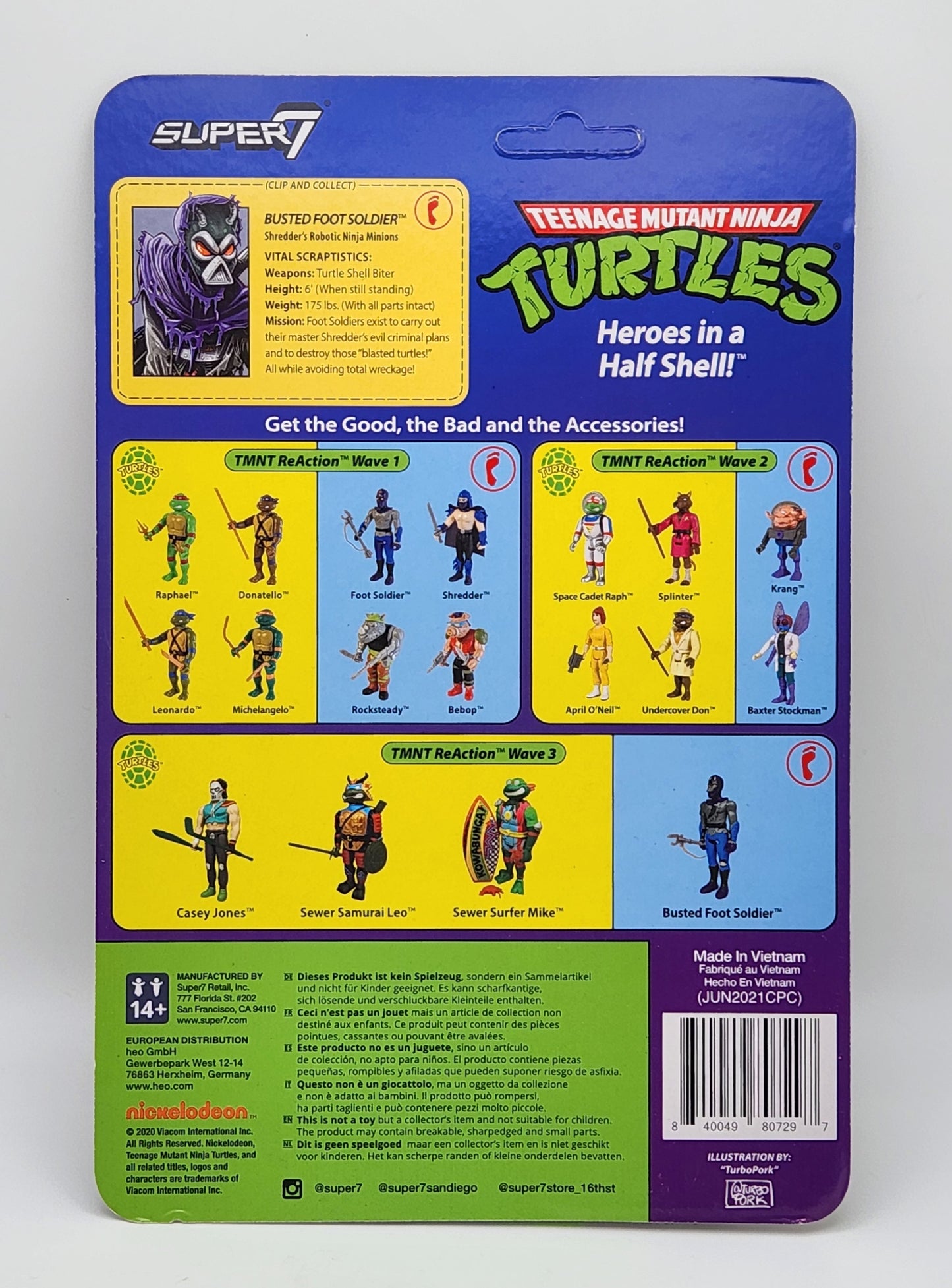 Super7 Reaction- Teenage Mutant Ninja Turtles- Damaged Foot Soldier