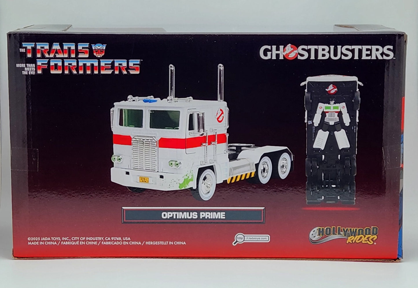 Ghostbusters x Transformers- Hollywood Rides- 40th Anniversary- G1 Optimus Prime (Ecto-1 Graphics) 1/24 Scale