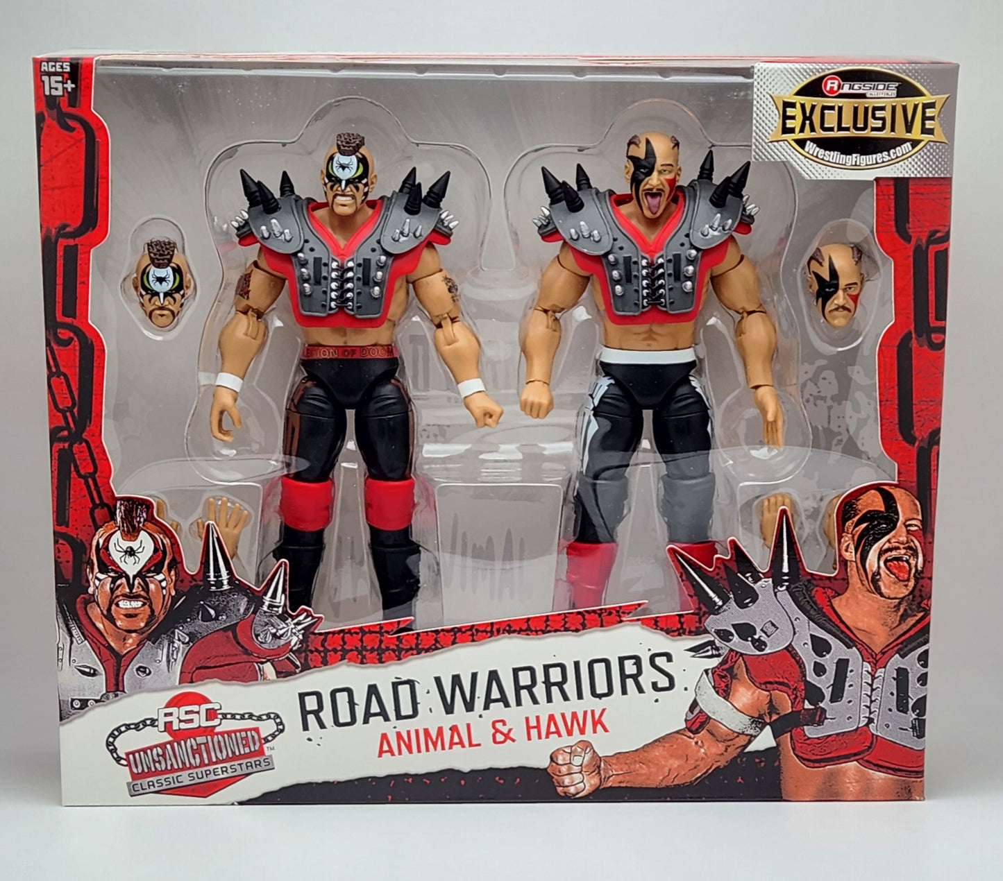 RSC Toys Unsanctioned Classic Superstars- Road Warriors (Animal & Hawk) Gray Variant