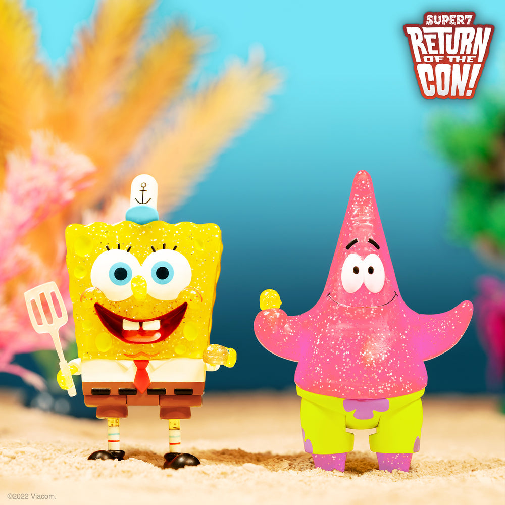 Super7 Reaction- Spongebob Squarepants- Spongebob & Patrick Glitter (2-pack)
