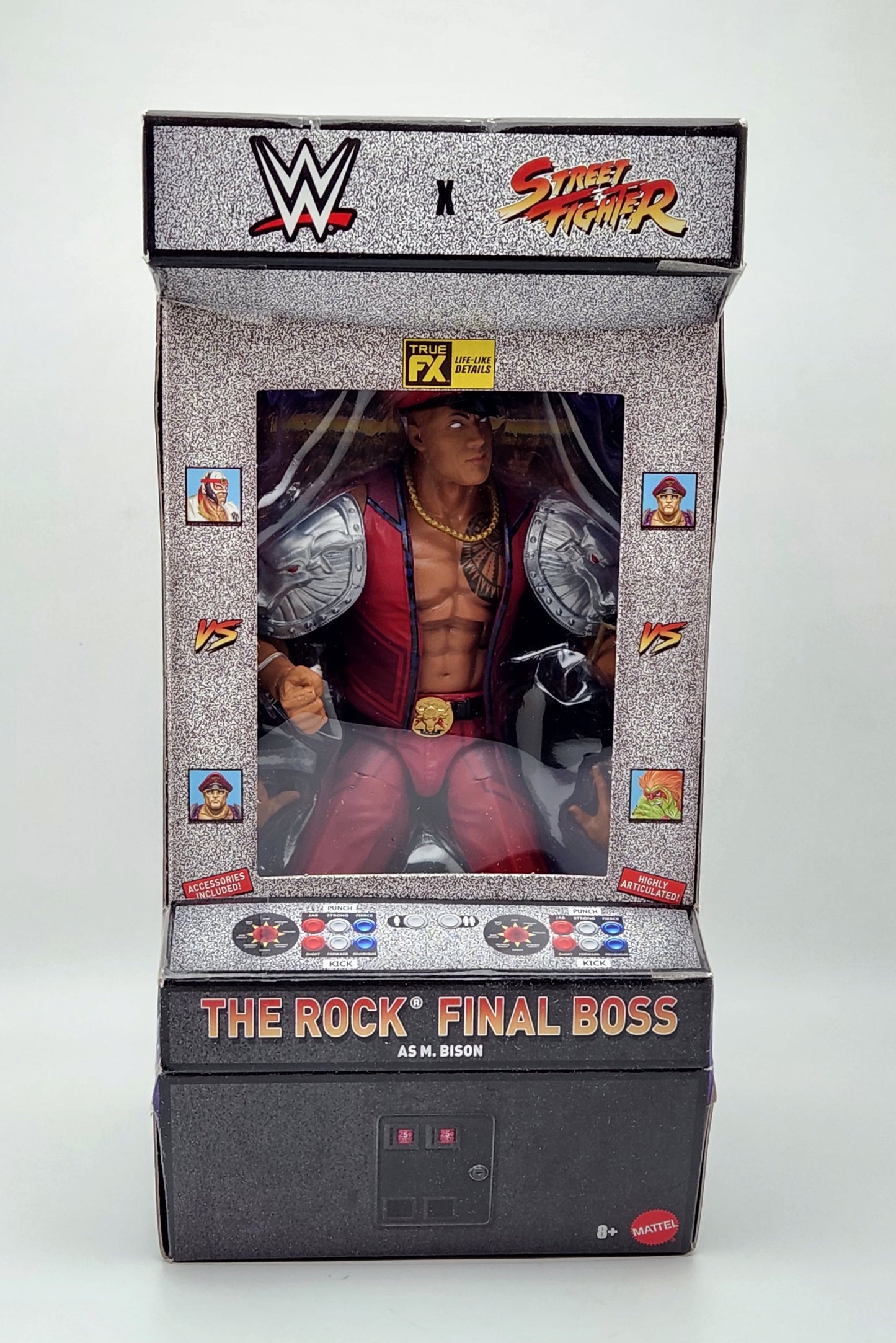 WWE x Street Fighter Elite Collection Series- The Rock "Final Boss" as M. Bison