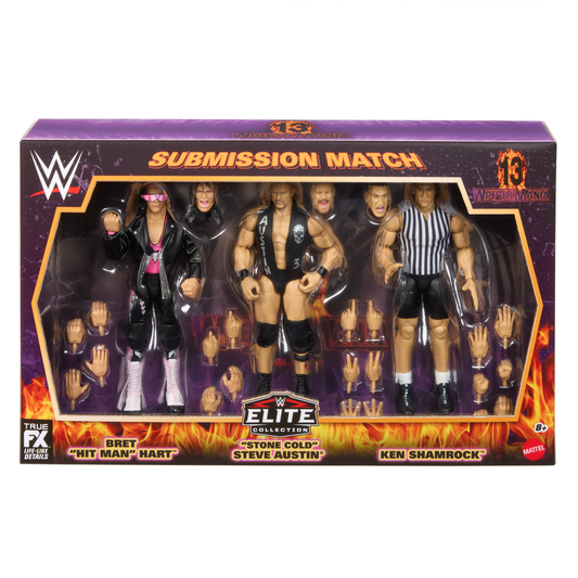 WWE Elite Collection Series- Wrestlemania XIII Submission Match- "Stone Cold" Steve Austin vs Bret "The Hitman" Hart (3-pack)