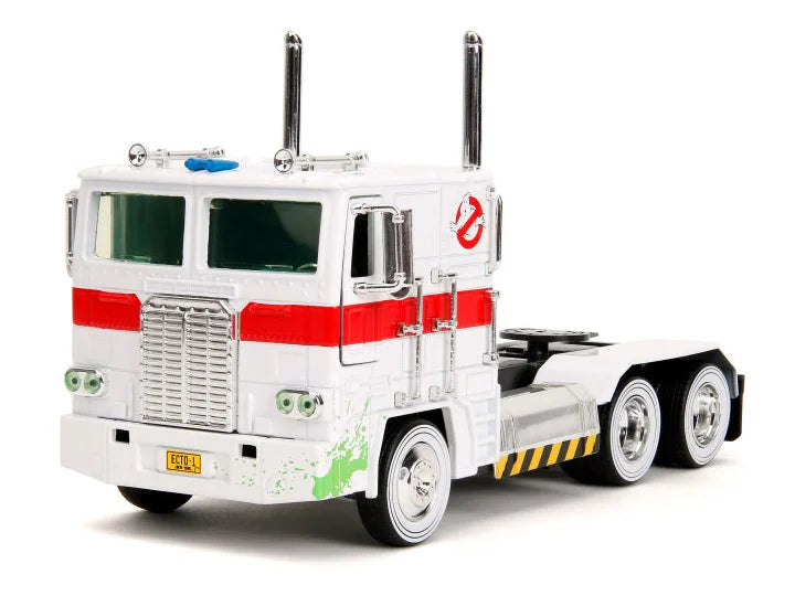 Ghostbusters x Transformers- Hollywood Rides- 40th Anniversary- G1 Optimus Prime (Ecto-1 Graphics) 1/24 Scale